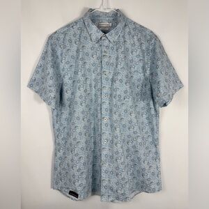Southern Proper Men’s Paisley Shirt Casual Short Sleeve Button Down Blue Large